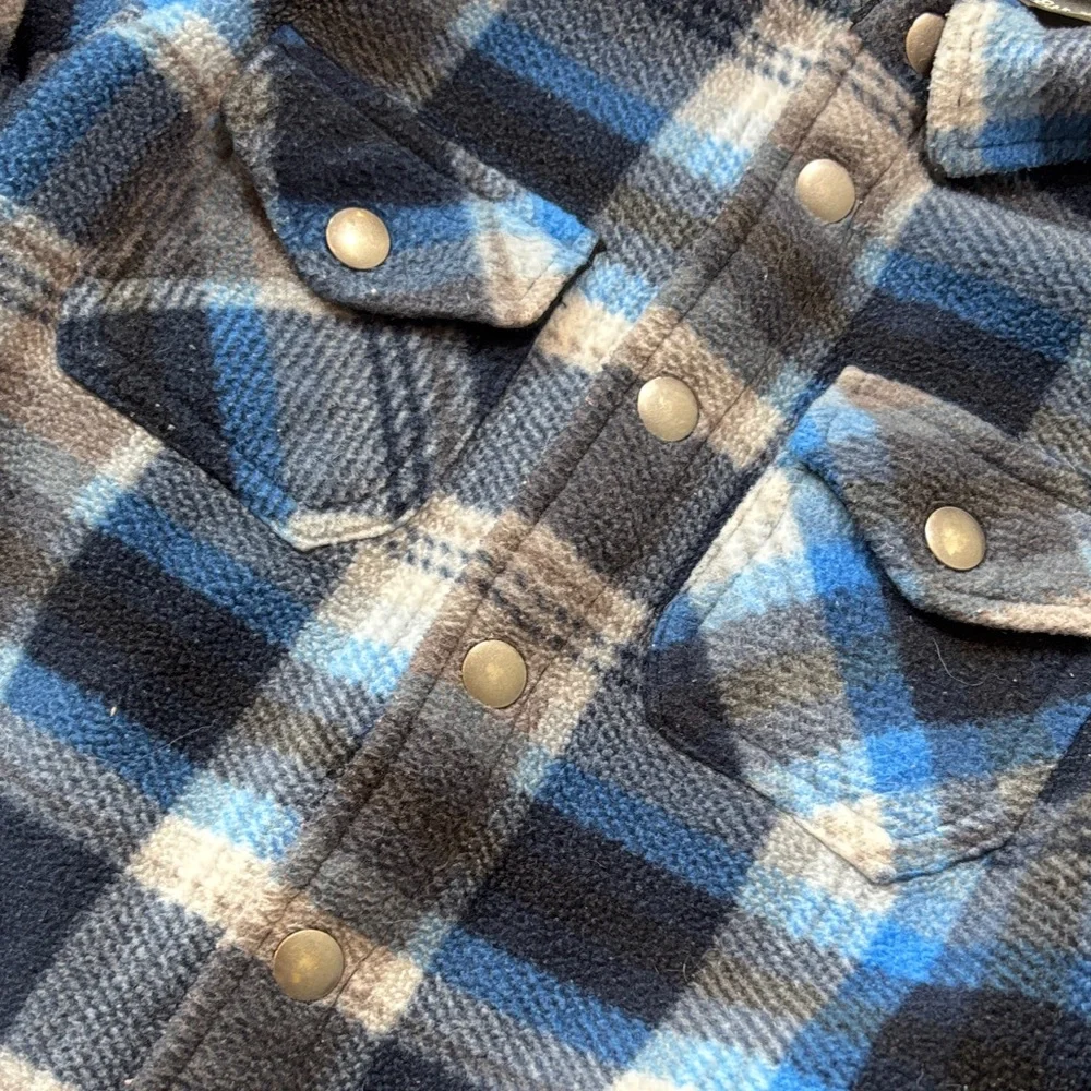 Eddie Bauer Kids Blue Plaid Fleece Button-Up Shirt Jacket